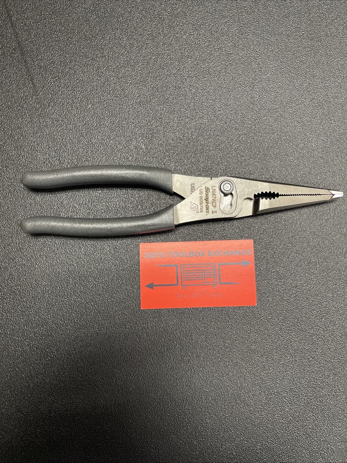 Snap-On Tools USA NEW DARK TITANIUM Grip Long Nose Slip Joint Pliers LN47ACF