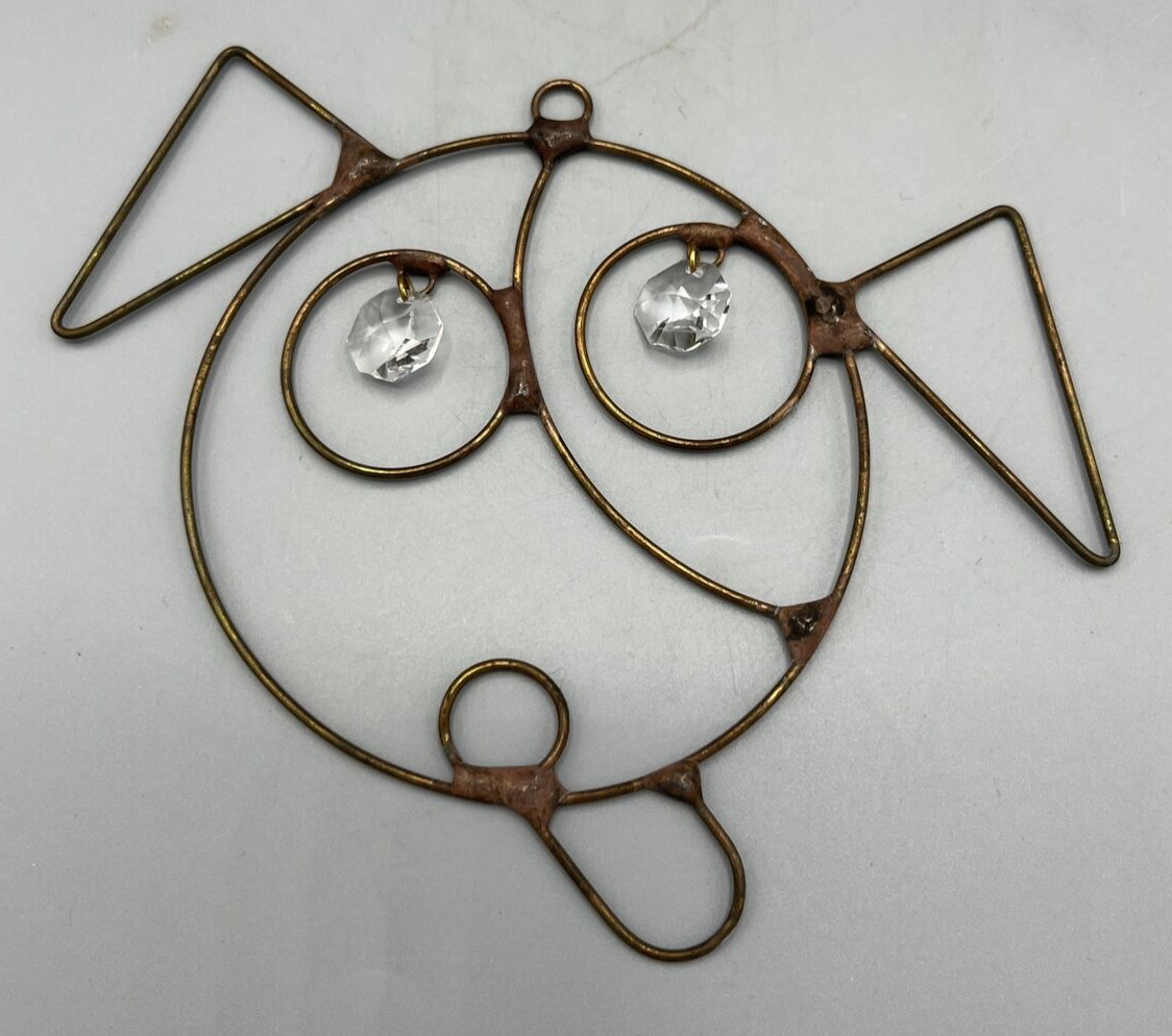 Copper Wire and Crystals Dog Suncatcher Vintage