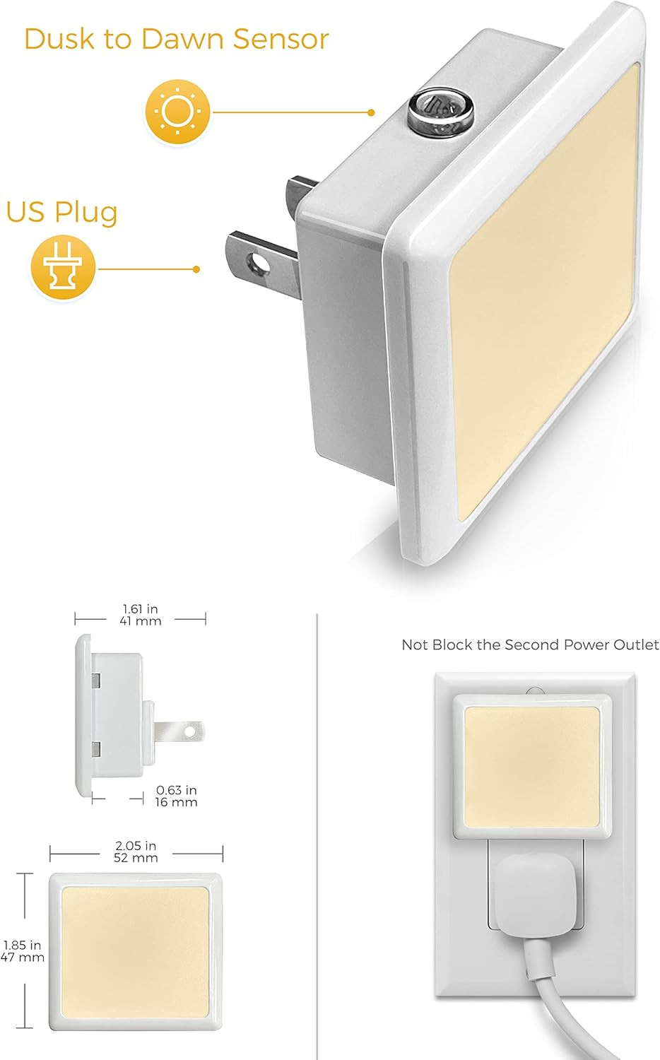 Night Lights Plug into Wall, [6-Pack] Plug in Night Light, Dusk-To-Dawn Sensor,