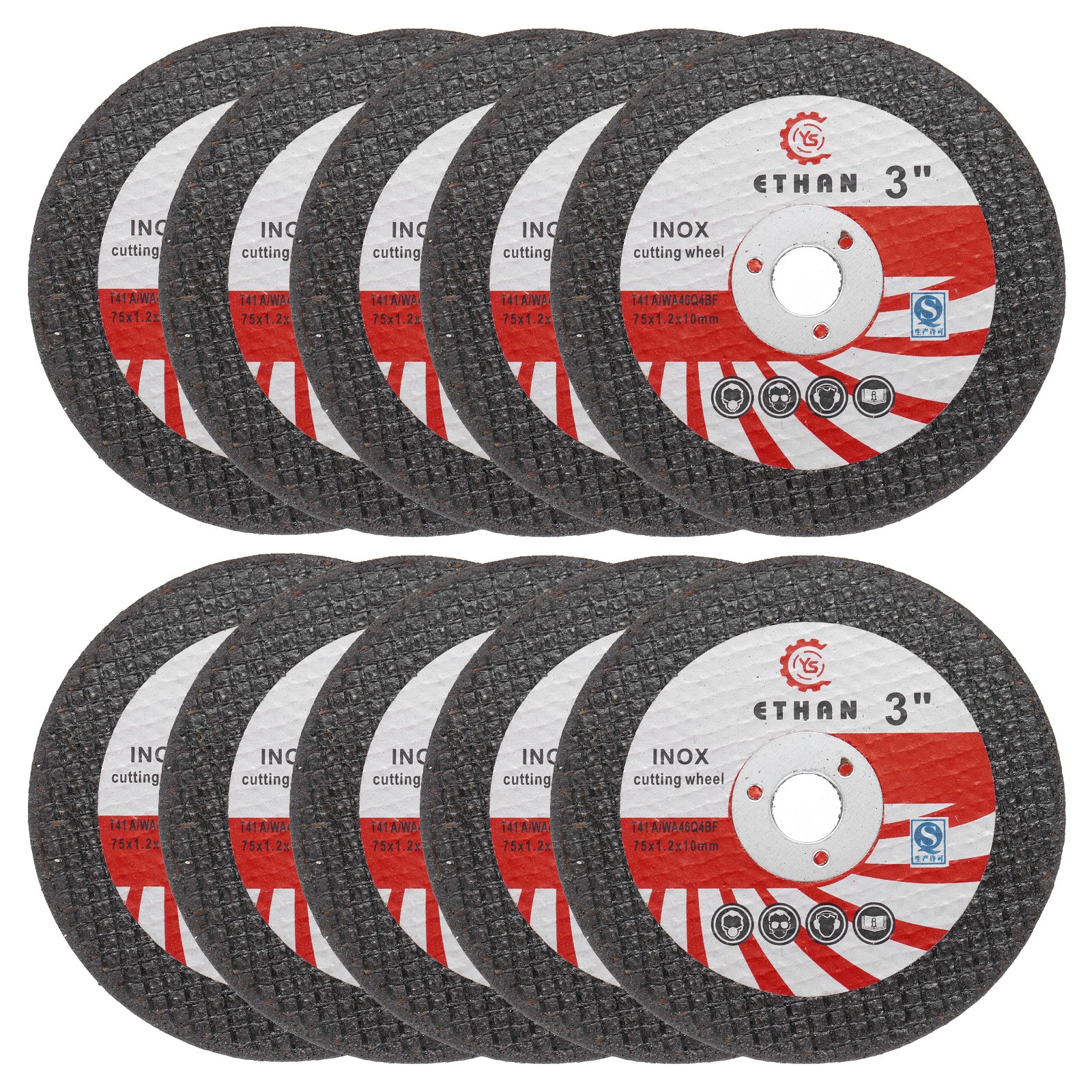 10pcs Cut Off Wheels 3" x 1/20" x 3/8"  Cutting Discs Black