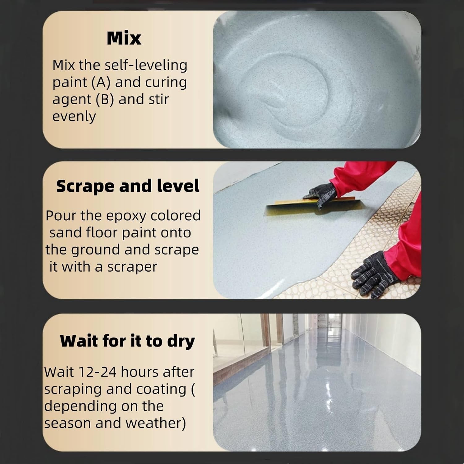 Epoxy Colored Sand Floor Paint – High Gloss Marble Effect, Stain Resistant 35 OZ