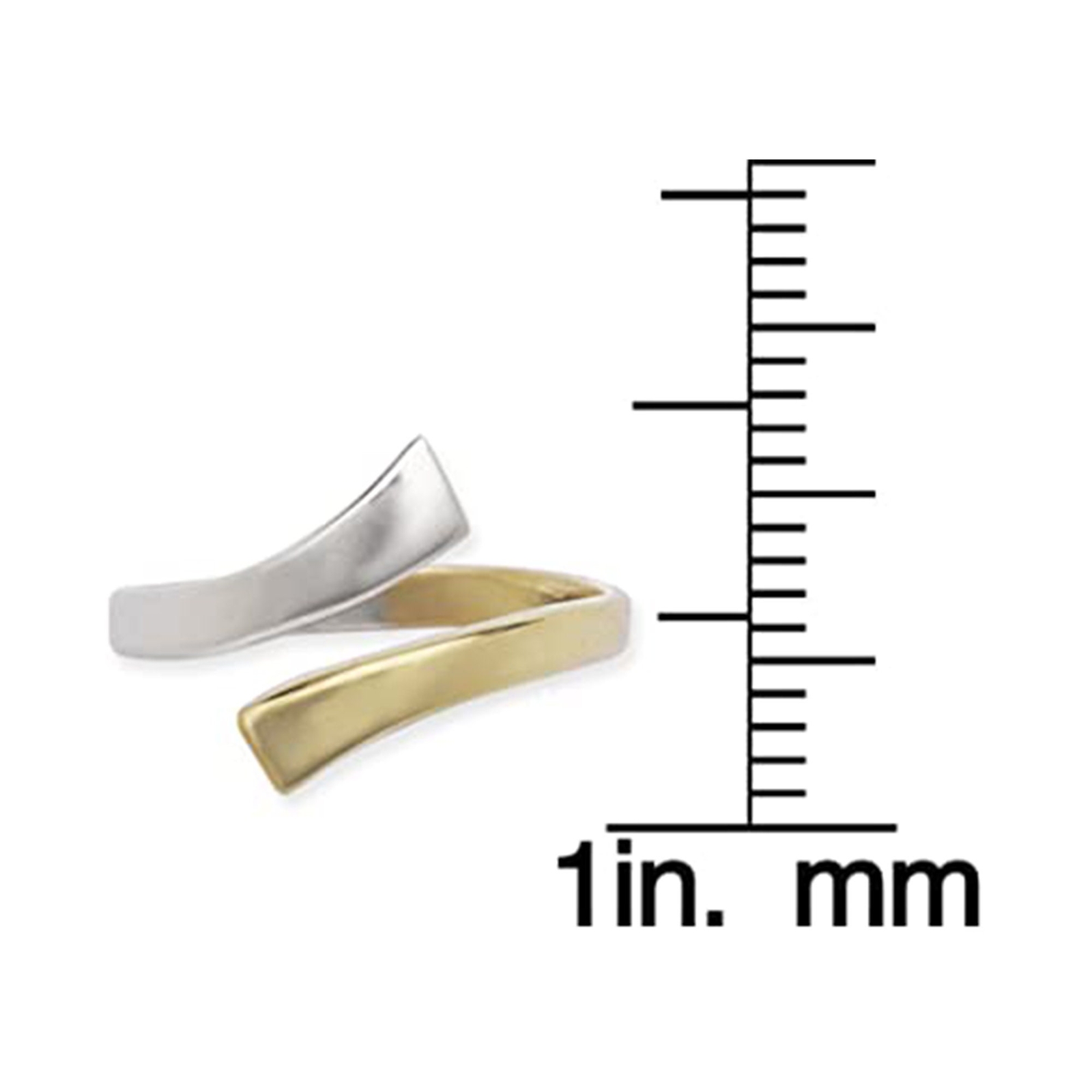 Solid 10k or 14k Two-Tone Gold Bypass Adjustable Polished Toe Ring , minimalist