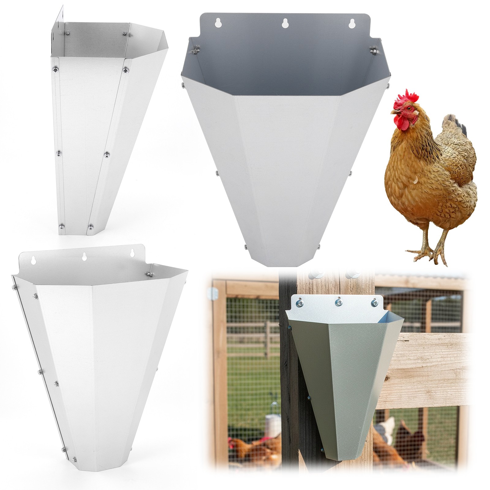 2×Metal Medium Chicken Cone Poultry Restraining and Processing Tool for Poultry
