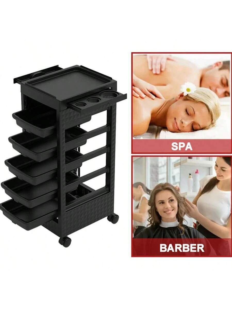 Beauty Salon Trolley Cart Wheels Rolling Stylist 5 Removable Drawers