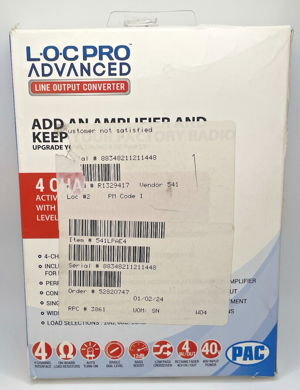 PAC LPA-E.4 LocPRO Advanced 4-CH Active Line Output Converter NEW-OPEN BOX #E110