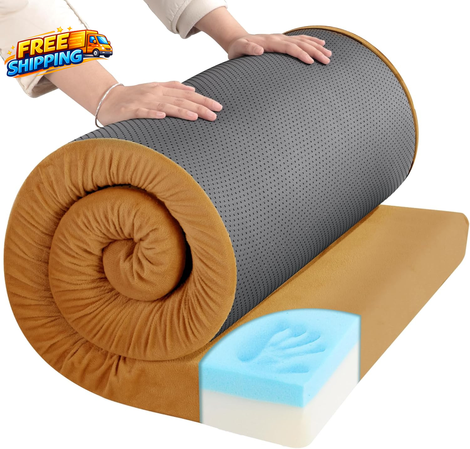 3 INCH Thick Waterproof Memory Foam Camping Mattress for Outdoor Sleeping