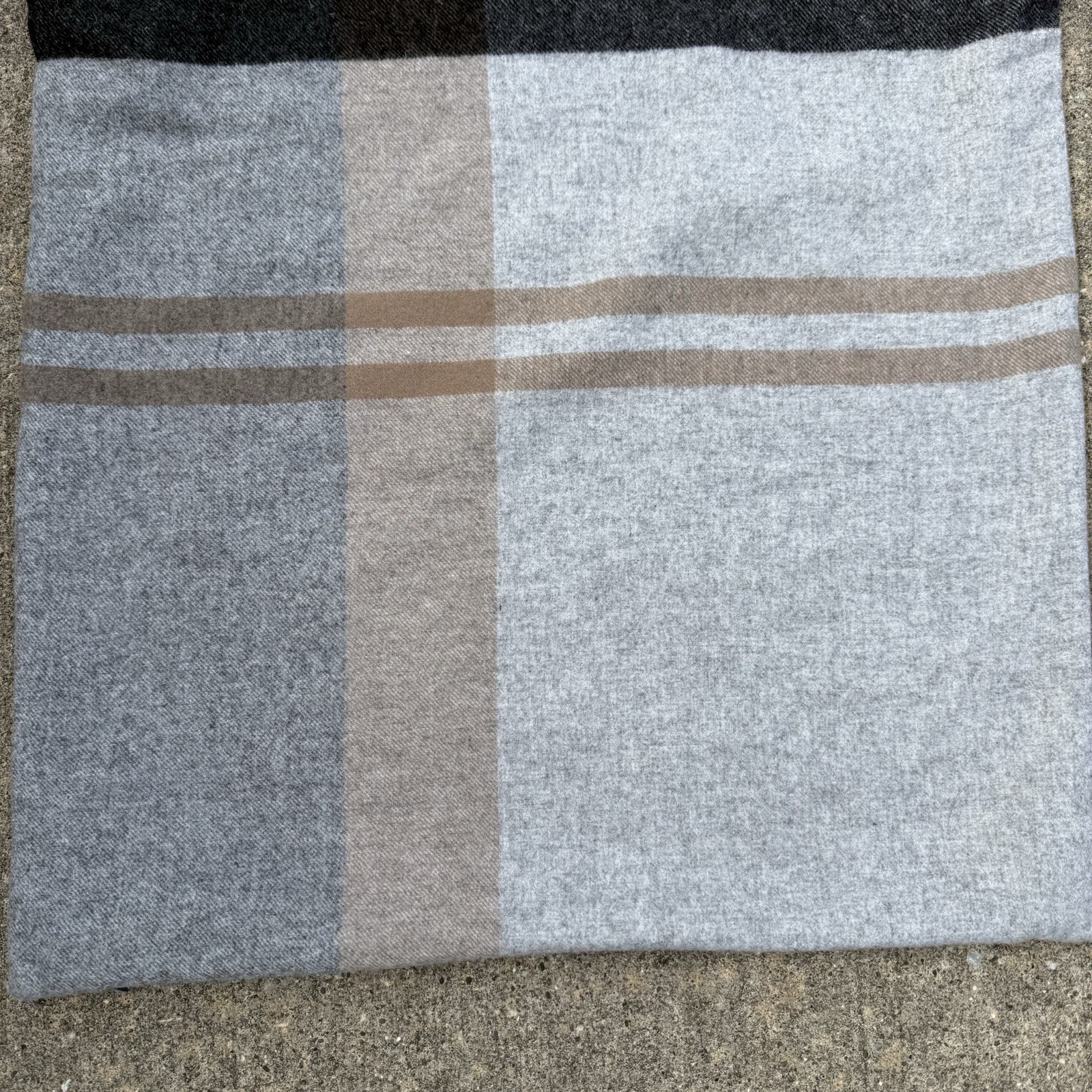 Williams Sonoma Lambs Wool Tartan Pillow Cover 22” Brown Gray, Plaid Soft Square