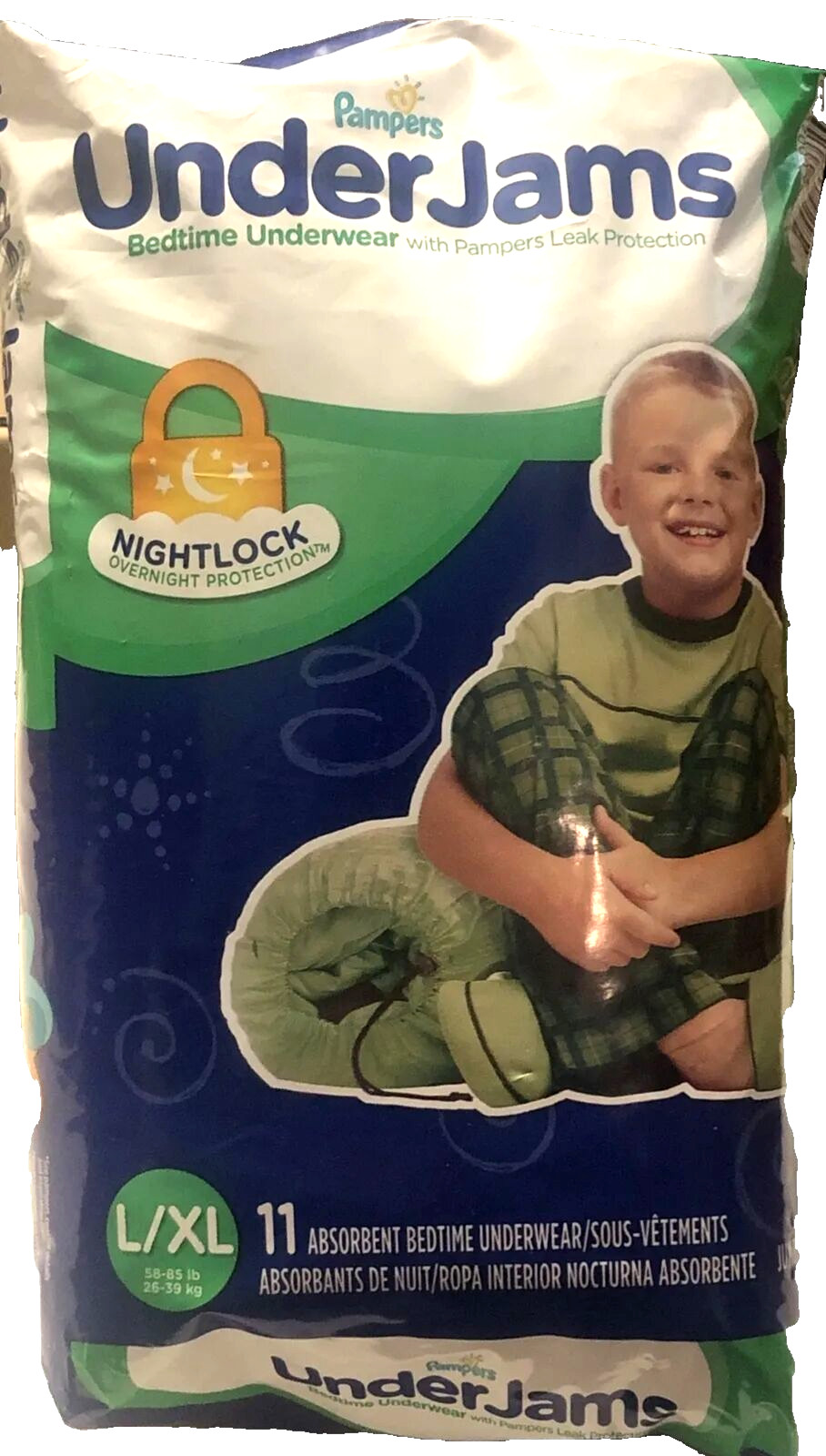 3 Pack 11 PAMPERS UNDERJAMS Boys L / XL Bedtime Underwear 33 Night Diapers LARGE