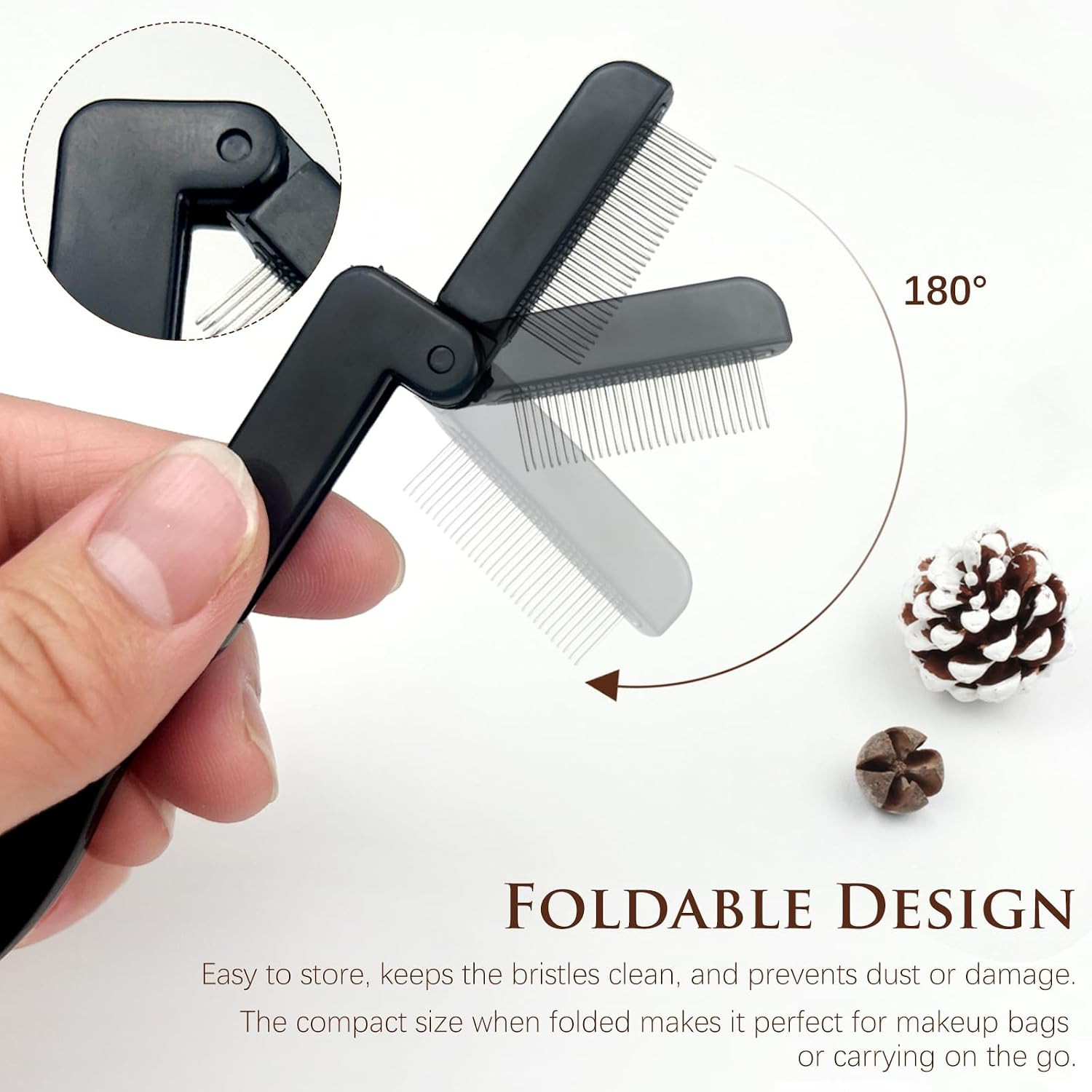 Portable Folding Eyelash Comb Set of 2 – Black, Compact Eyelash Separator