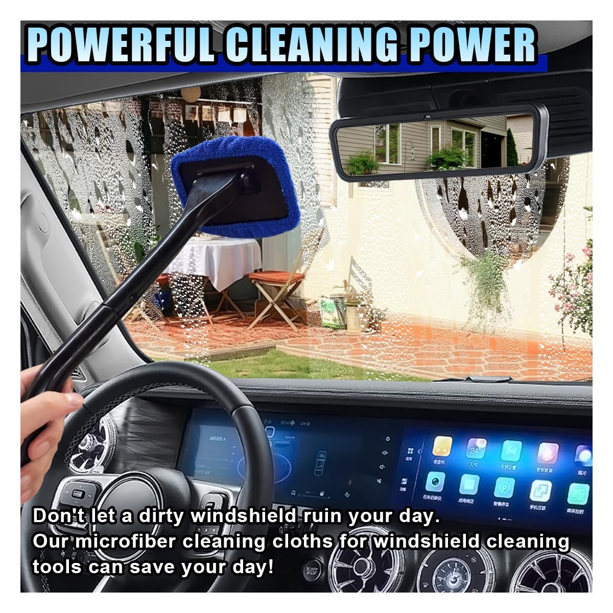 Microfiber Windshield Cleaning Cloths Replacement Tool Pads Bonnet Wipes 7 Pa...