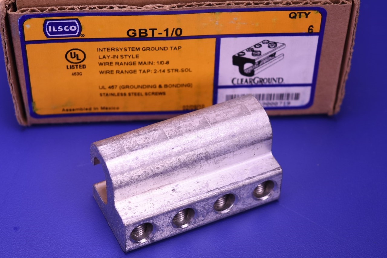 Ilsco GBT-1/0 Ground Tap Main Conductor 1/0 - 8 AWG Tap Conductor 2 - 14 AWG
