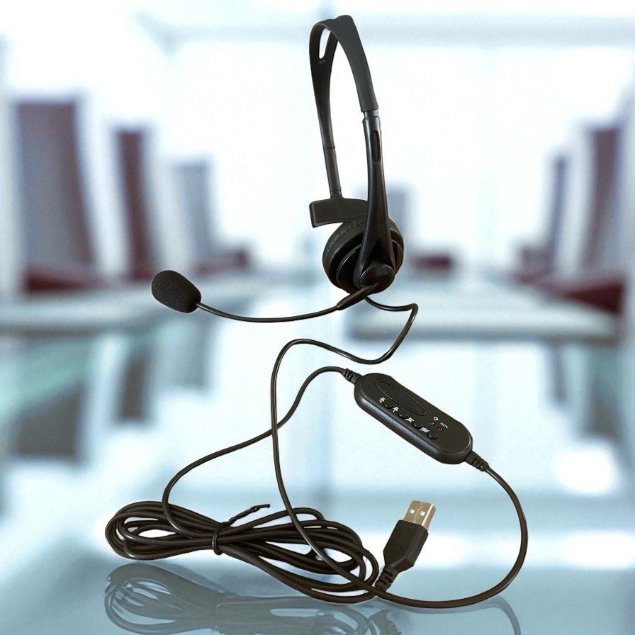 *Lot of 4* Gogo Wired Mono Call Center Headset with Noise-Cancelling Mic, USB-A