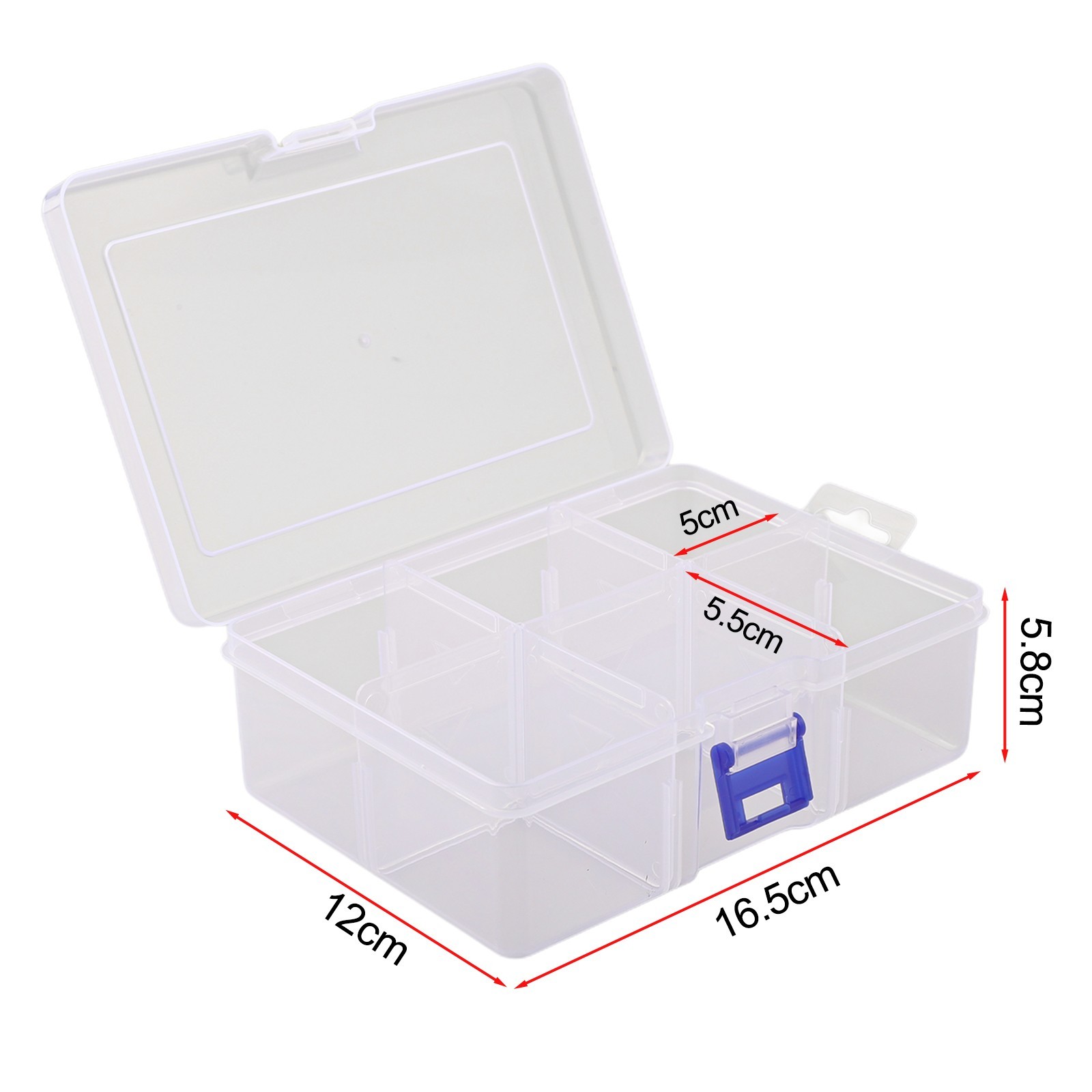 Secure Lockable Plastic Organizer Case with 6 Grids for Small Accessories
