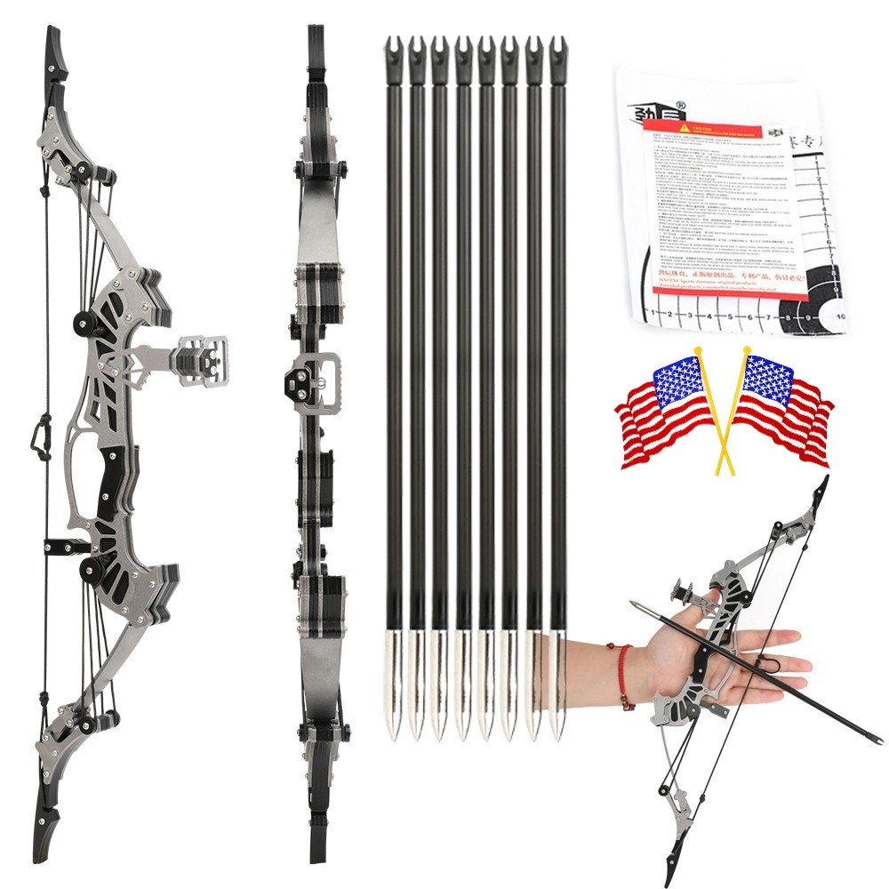 16" Mini Compound Bow Arrow Set 16lbs Bow Game Target Shooting Archery Kid Toy