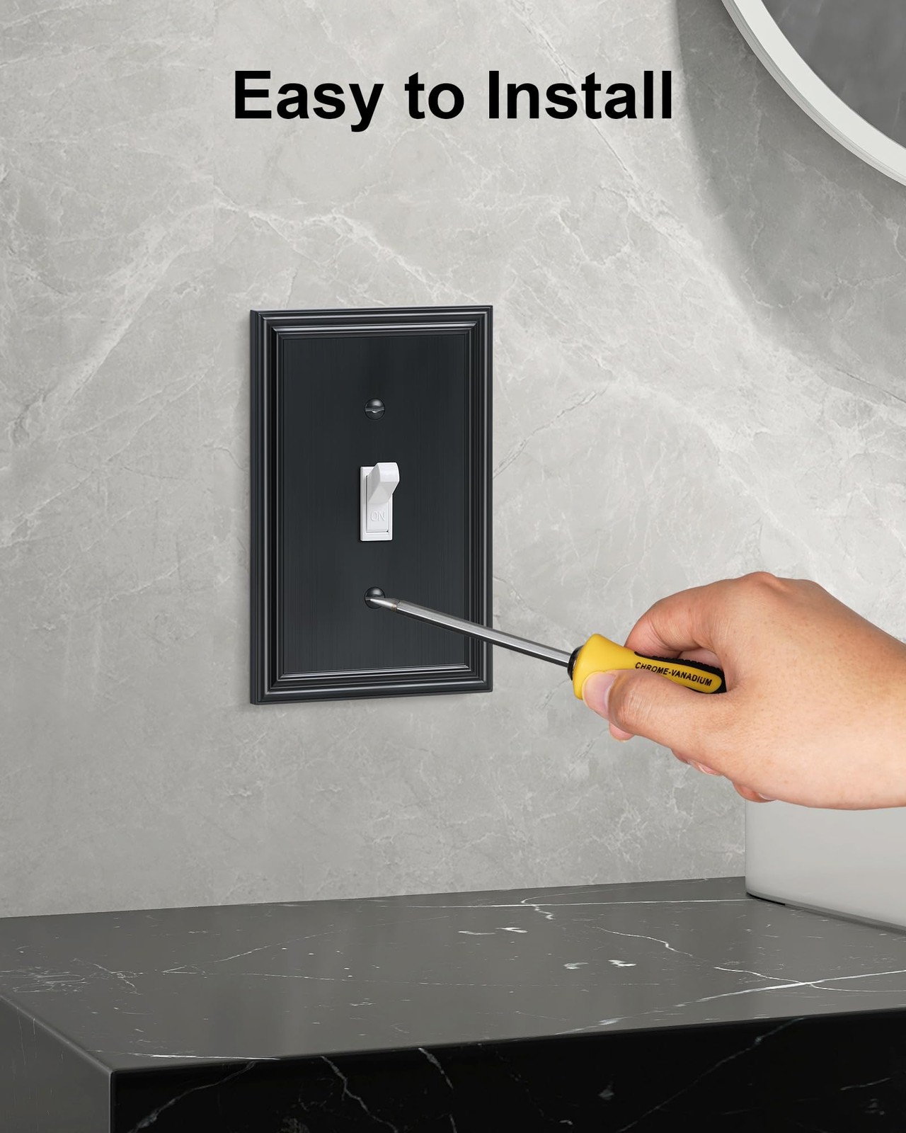 6-Pack Single Toggle Light Switch Cover Plate, Durable Solid Zinc Alloy Decor...