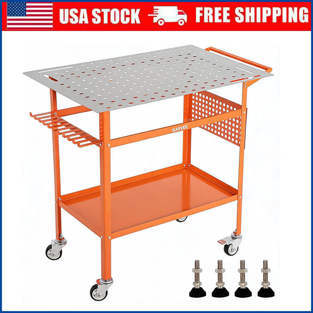 36'' x 24'' Welding Table 800lbs Steel Portable Rolling Welding Workbench Table