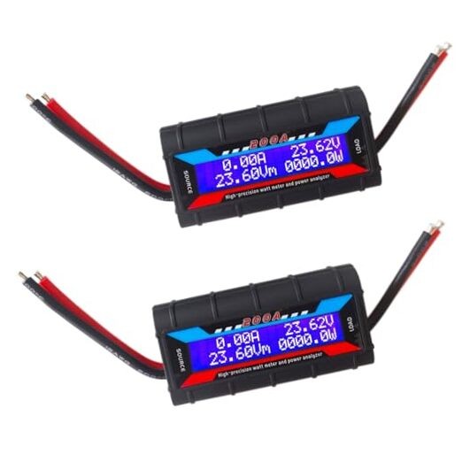 2Pcs 200A RC Watt Meter, DC 0-60V High Precision Power Analyzer, Volt 200A 60V