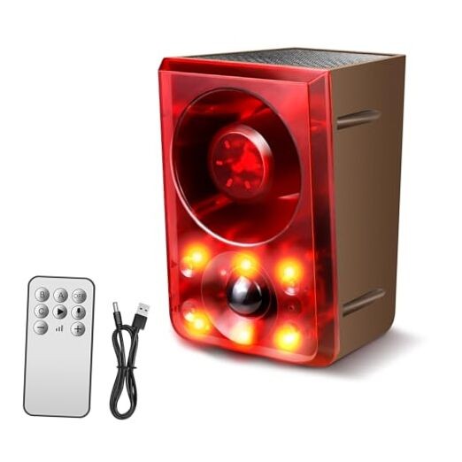 Solar Outdoor Motion Sensor Alarm - Dog Barking & Gunshot - 1 Remote + Sensor