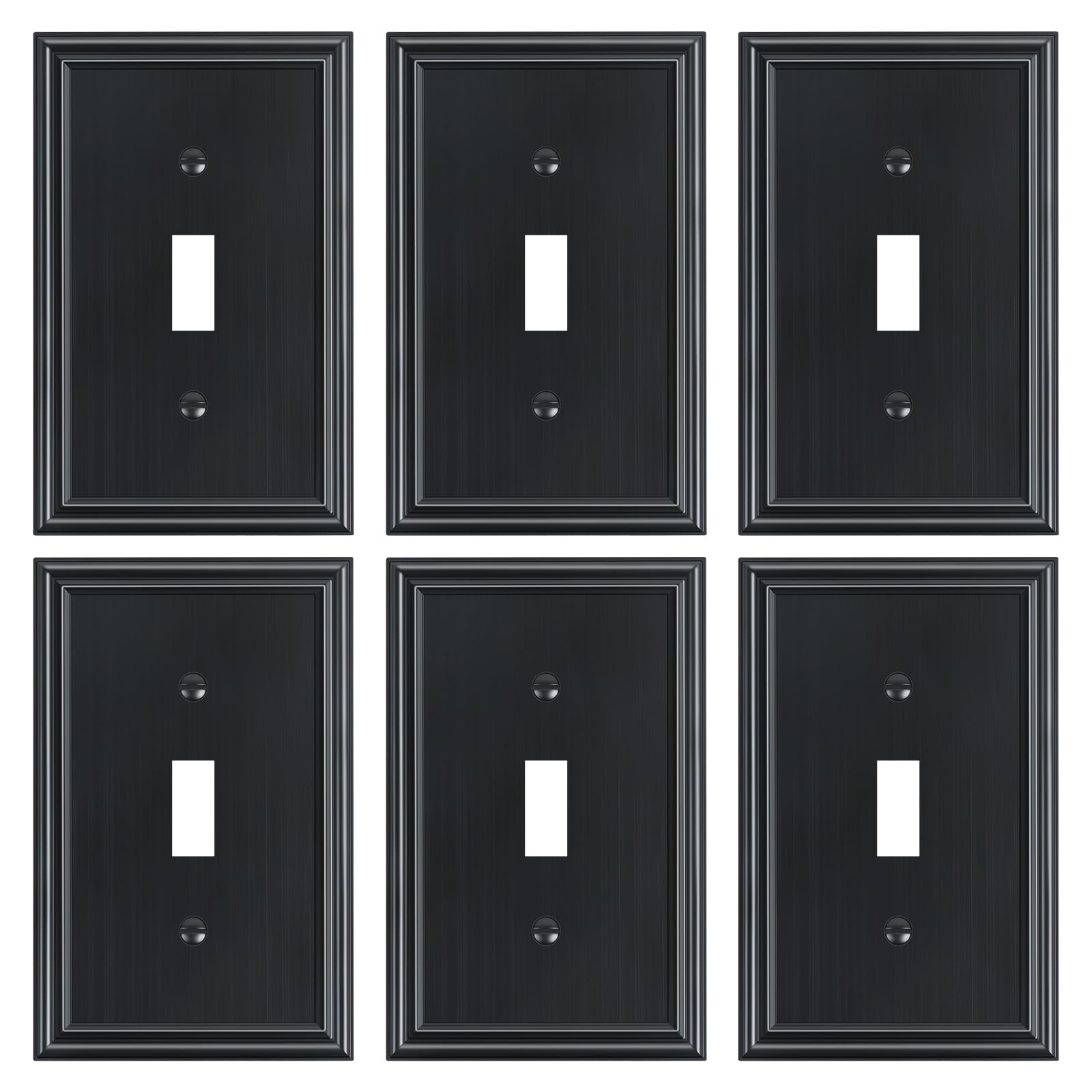 6-Pack Single Toggle Light Switch Cover Plate, Durable Solid Zinc Alloy Decor...