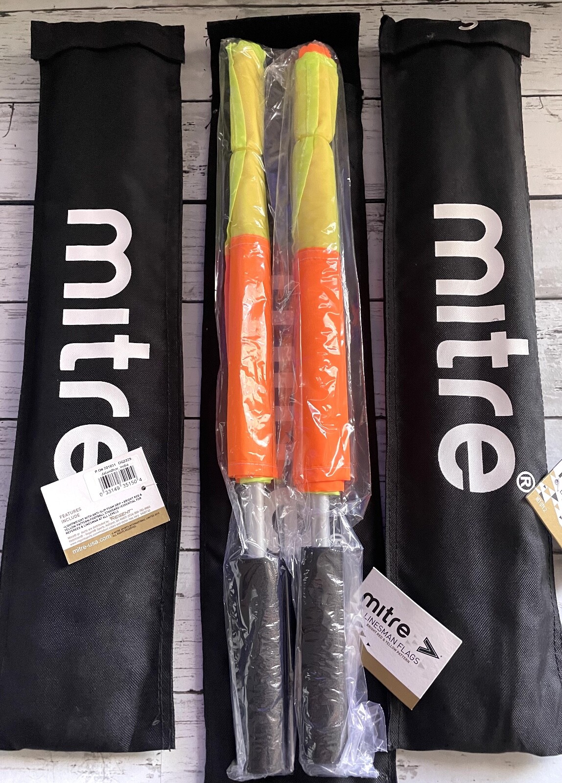 2 sets of mitre linesman flags (4 flags total) soccer, football (Brand new)