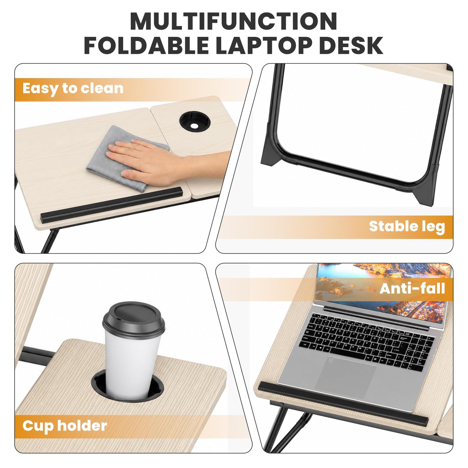 Laptop Bed Desk, 5Angle Adjustable Bed Laptop Table with Cup Holder