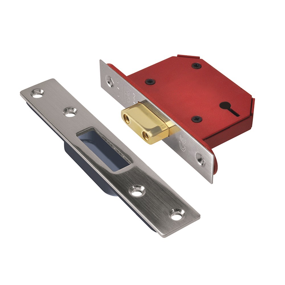 UNION StrongBOLT 2103S 3 Lever Mortice Deadlock Stainless Steel 81mm 3in Visi U
