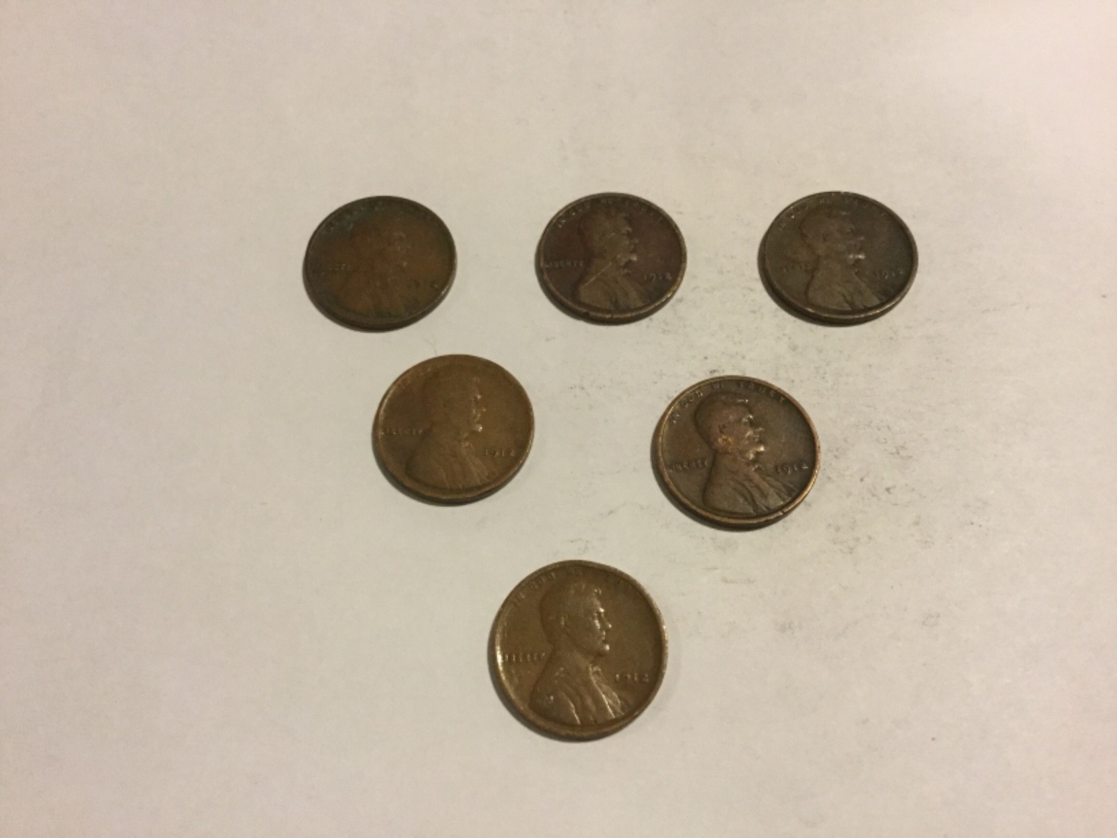1912 Lincoln Cents, Titanic year, fine to very fine