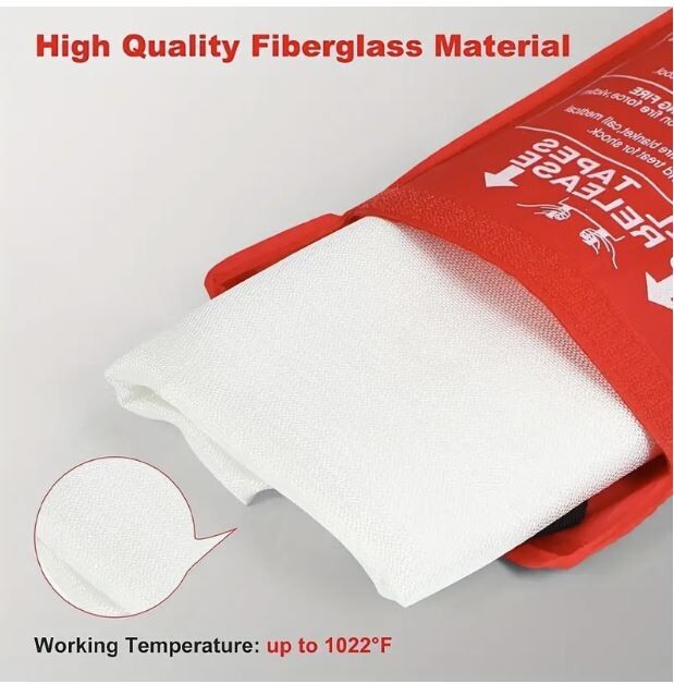 Fire Suppressor 2 Pack Blankets 39''x39'' Large Fiberglass BBQ Kitchen Garage RV