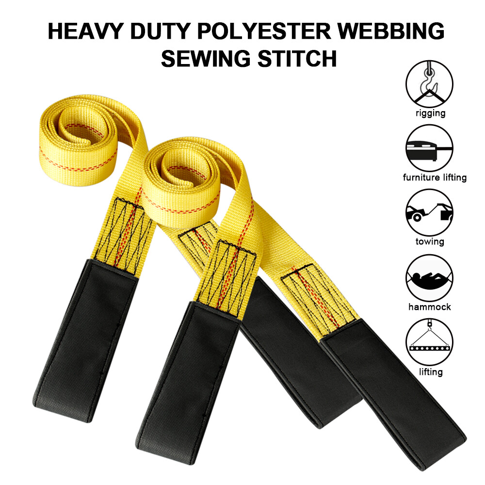 2Pack 2" x6FT Lifting Sling Straps with Heavy Duty Flat Loops Performance Strap