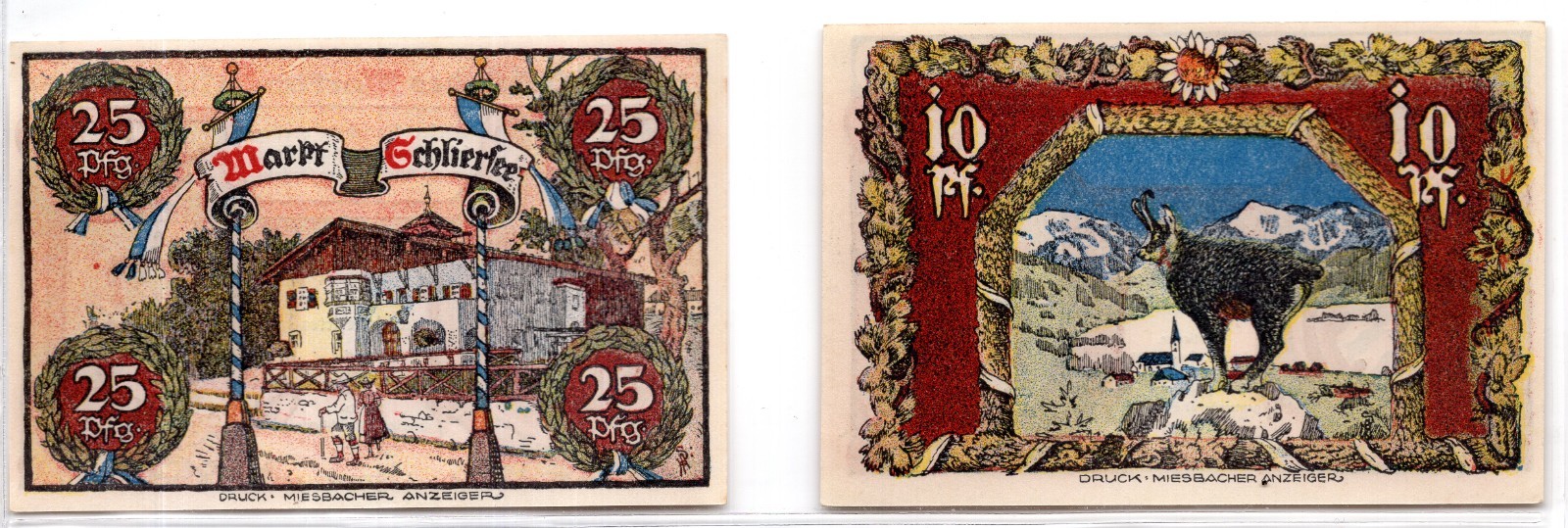 1921 Germany Schliersee Notgeld 2 Note Set (2938)