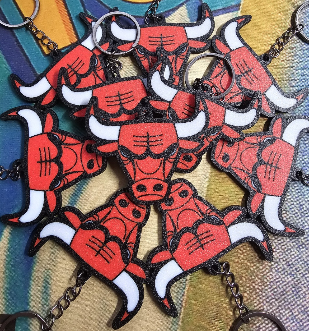 3D PRINTED CHICAGO BULLS LOGO KEYCHAIN NOSTALGIA NBA FUN FOR ALL