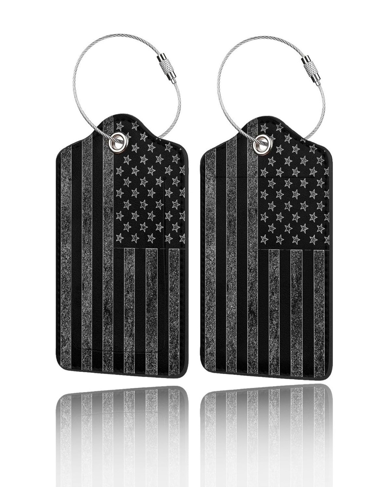GACCAP 2 Pack Luggage Tags for Suitcase - Black Grey American Flag | Privacy ...