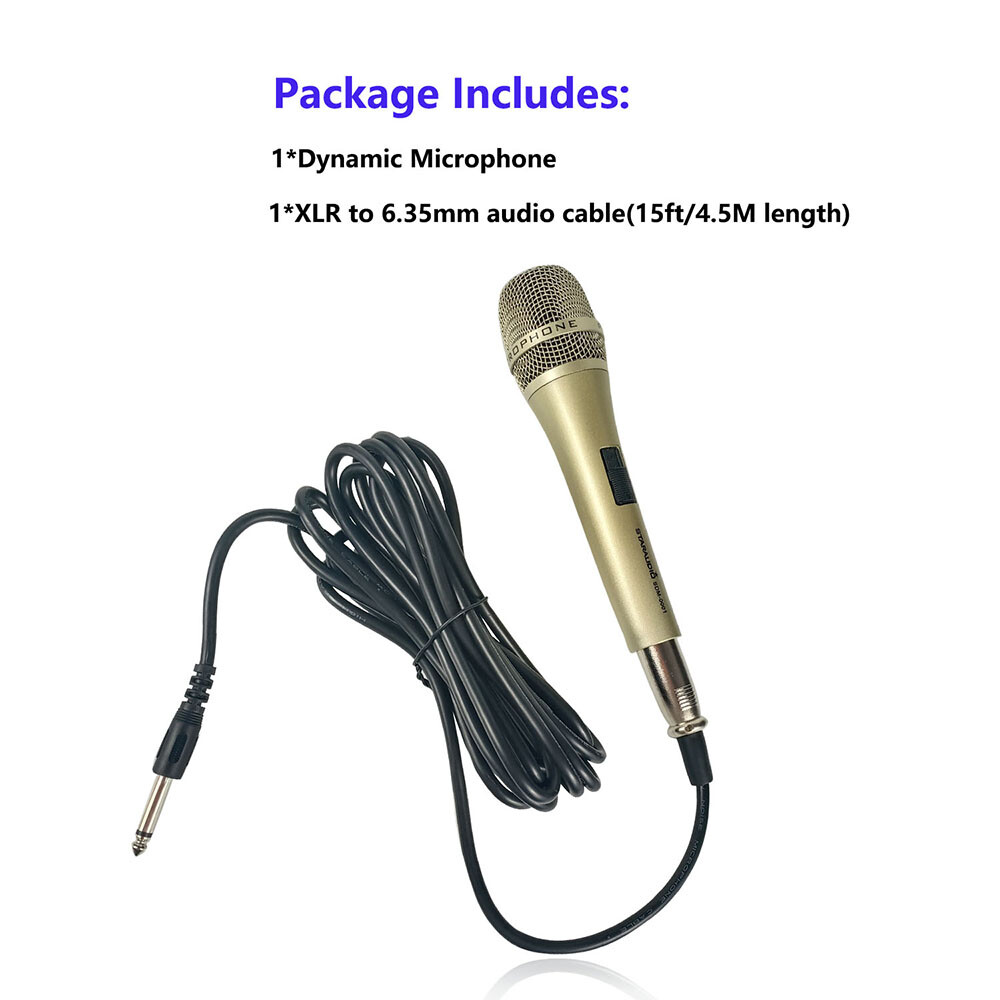 Dynamic Microphone Unidirectional Wired Handheld Mic With XLR Cable For Church