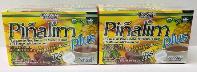 2 PACK Te Pinalim Plus GN+Vida Tea Piñalim Pineapple Diet 60 bags 60 days supply