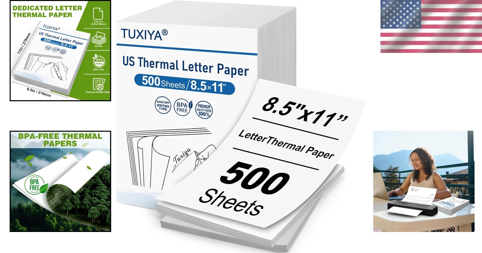 500 Sheets of 8.5x11 Inch BPA-Free Thermal Printer Paper - High Quality Printing