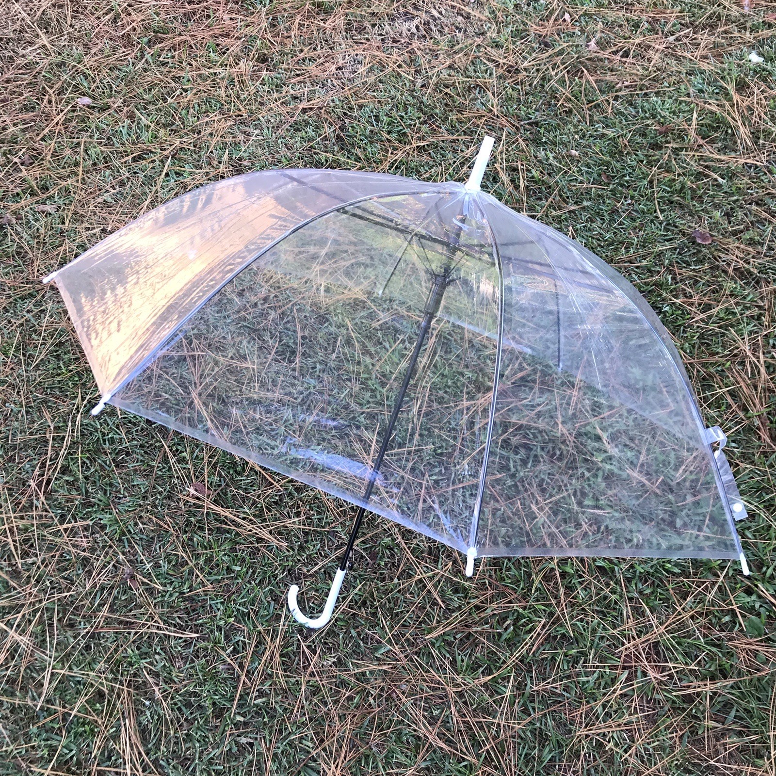 43" Transparent Dome Umbrella - Clear Bubble Canopy, Wide View, Cute & Safe Rain