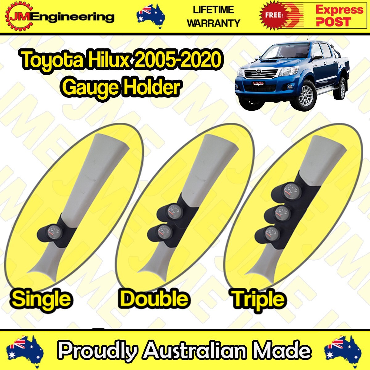 Gauge Holder for Toyota Hilux Pillar Pod 2005-2020 CLIP ON 52mm 60mm 2" inch
