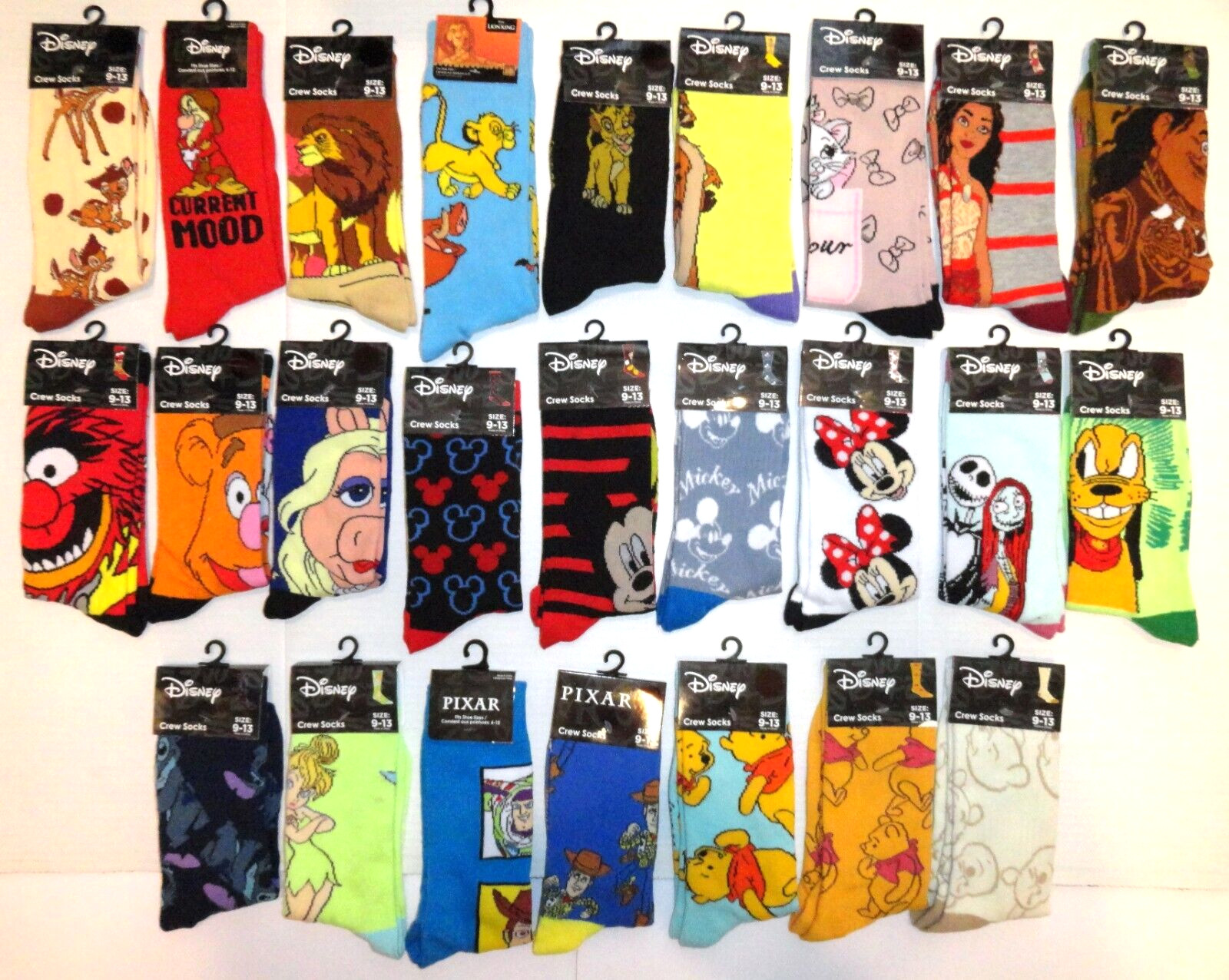 New Disney Characters Movie Nostalgic Novelty Crew Socks Size Mens Womens Unisex