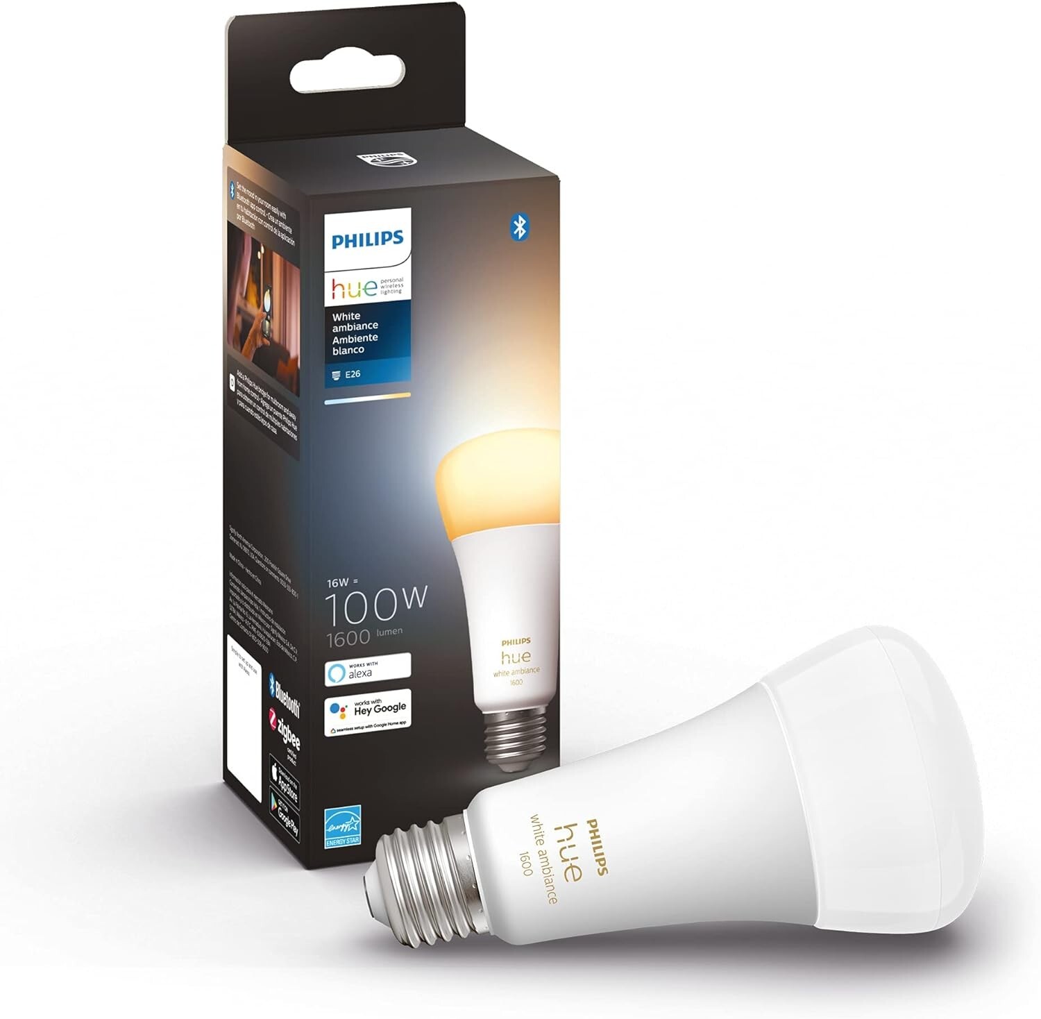 Philips Hue White Ambiance A21 High Lumen Smart Bulb 1600LM-E26 Indoor 2 pack
