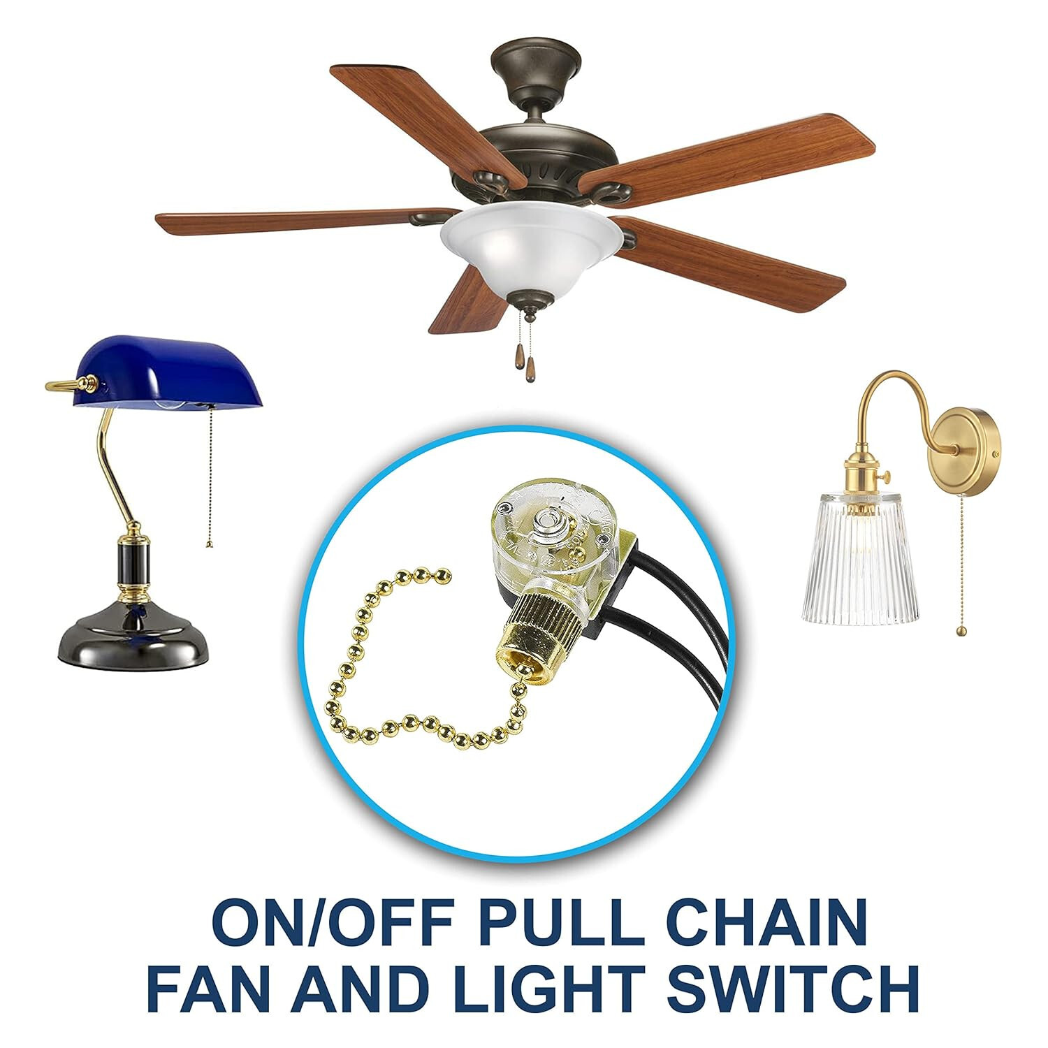 HQRP Ceiling Fan Switch for Shine Top LS-303N, LS-301B E218558 Pull Chain Light