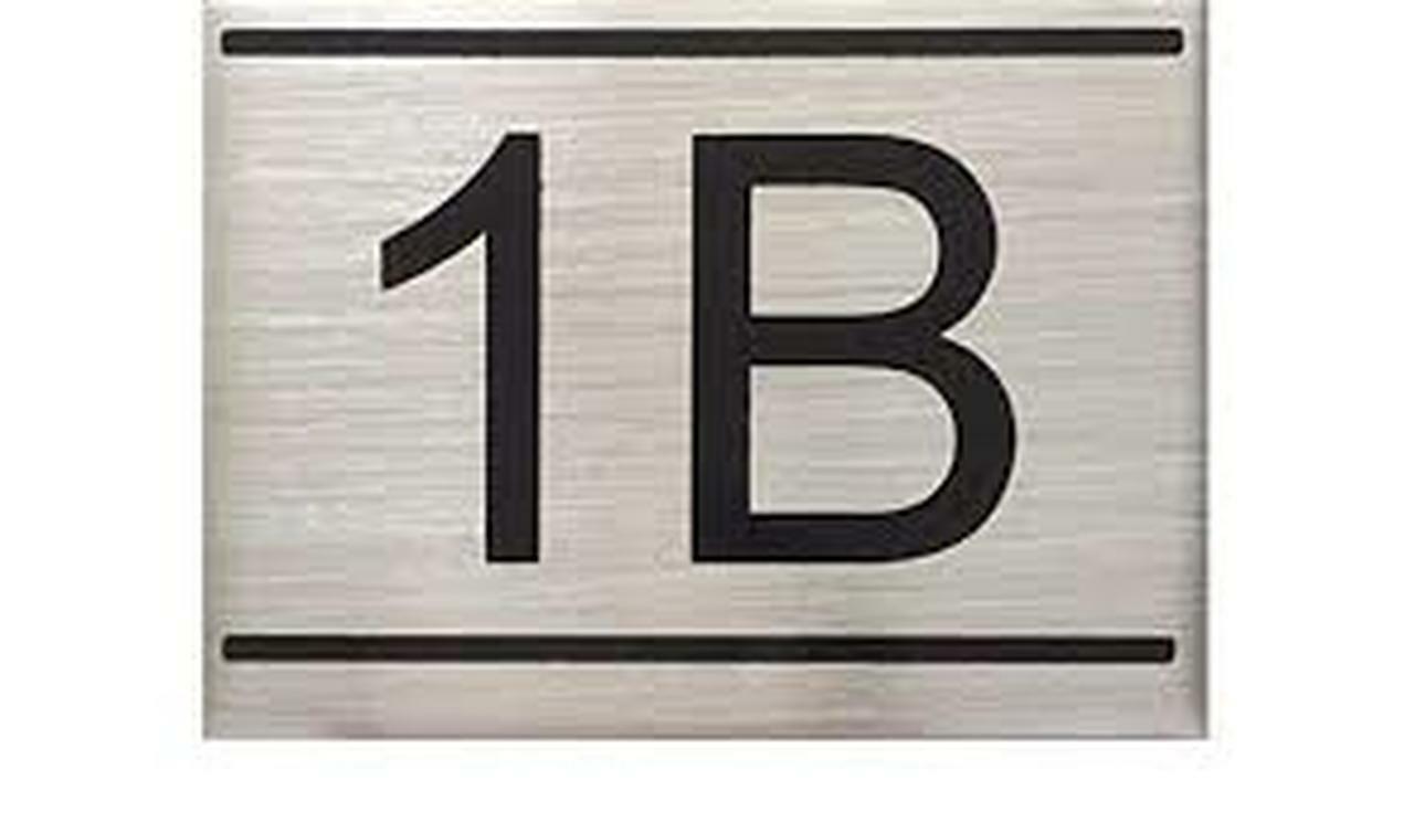 APARTMENT NUMBER SIGN -1B -BRUSHED ALUMINUM (2.25X3, Aluminium)) ref1020
