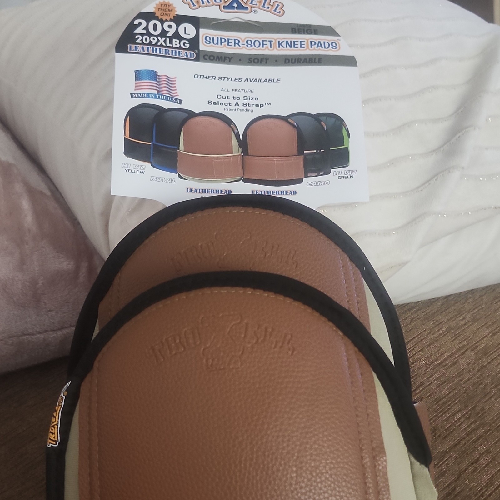 TroXell 209XL Super-Soft Leather Knee Pads Beige XL Pair (2)