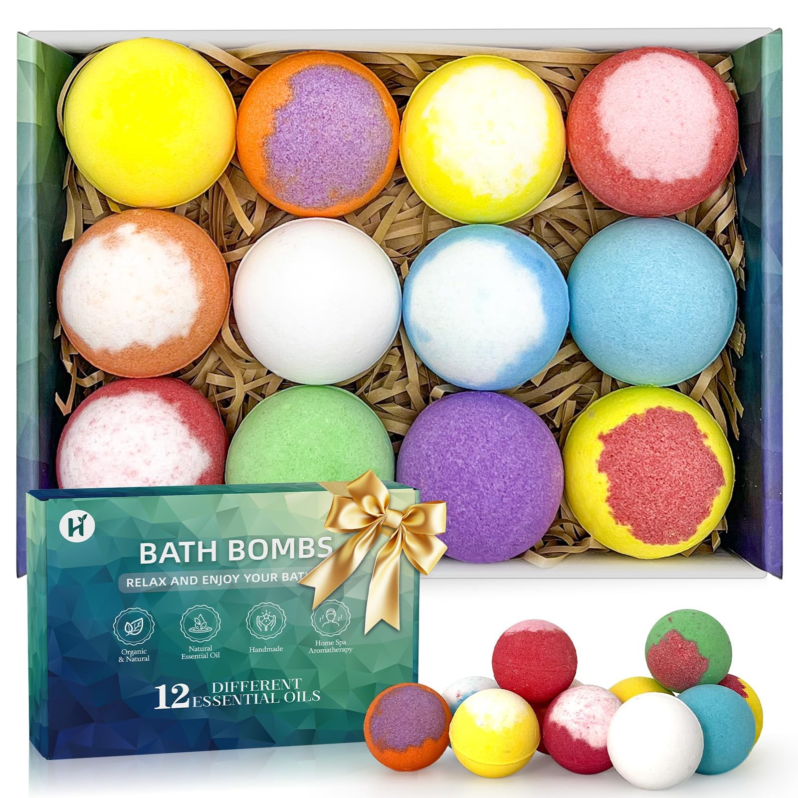 Bath Bombs Birthday Gifts for Women & Men Set, 1 Ounce (Pack of 12), Greener