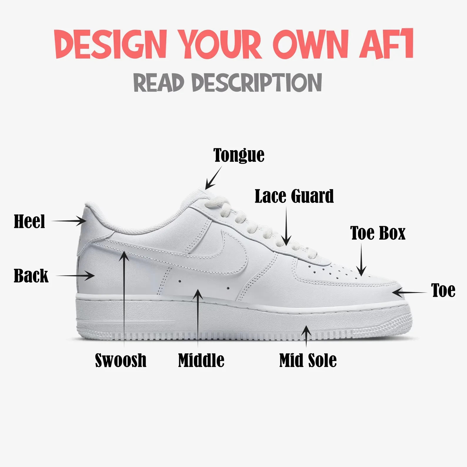 Air Force 1 All White or Black Create Your Own Custom Select What type In Dm