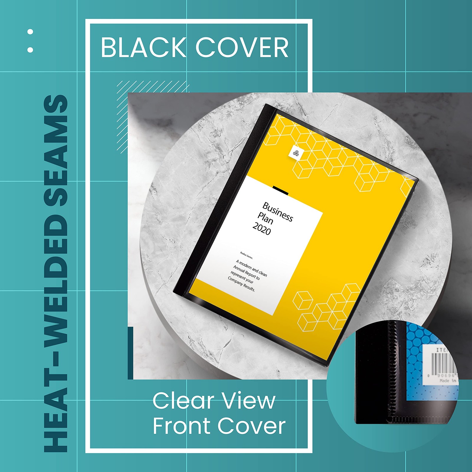 Better Office Products 60 Pocket Bound Black Presentation Book, with Clear Vi...