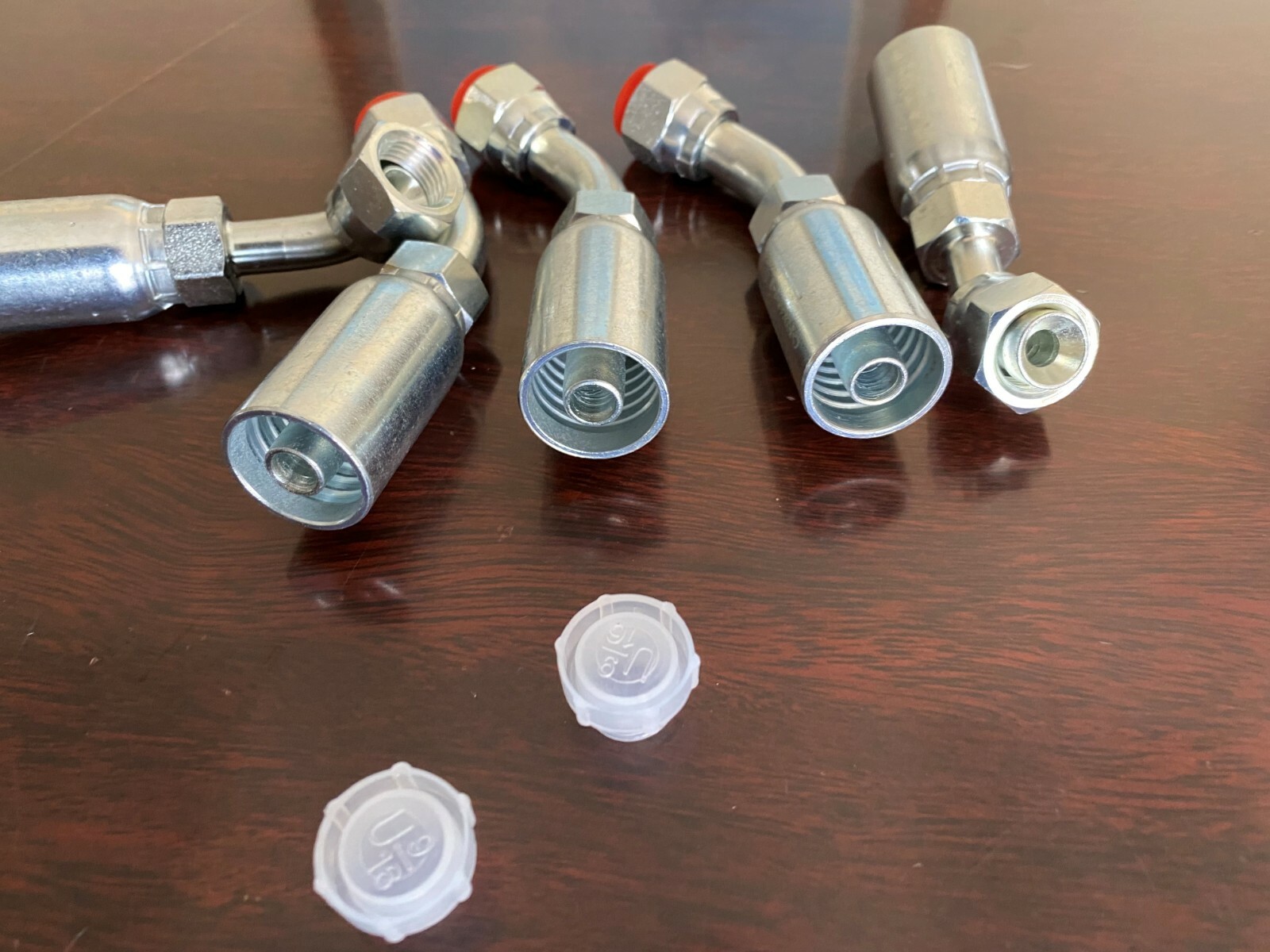 (5 pc) 06U686 STYLE HYDRAULIC HOSE FITTINGS 3/8" Hose 3/8" FJIC 45 Degree HY