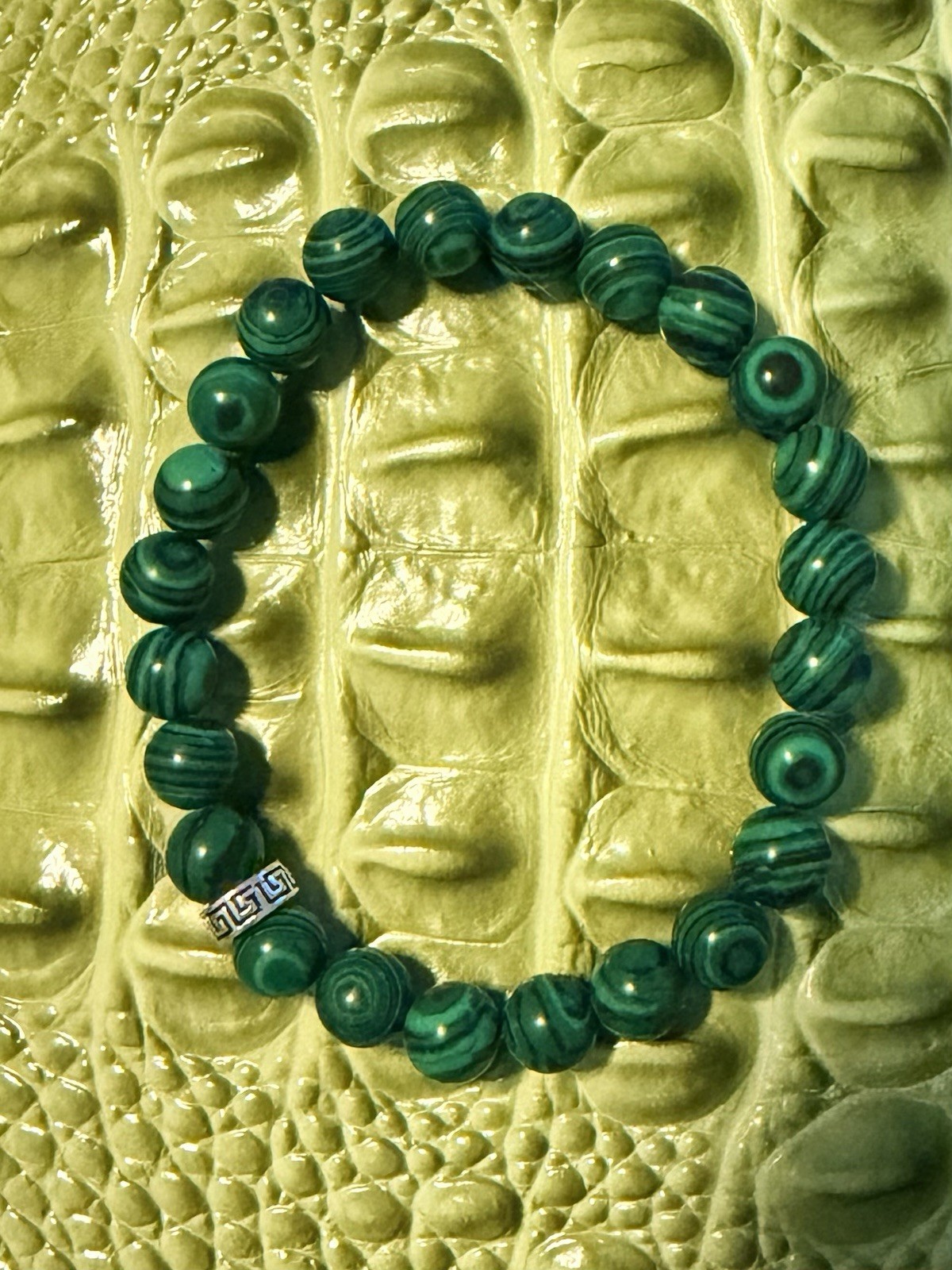 Malachite Green Bracelet. 7.5 Inches.
