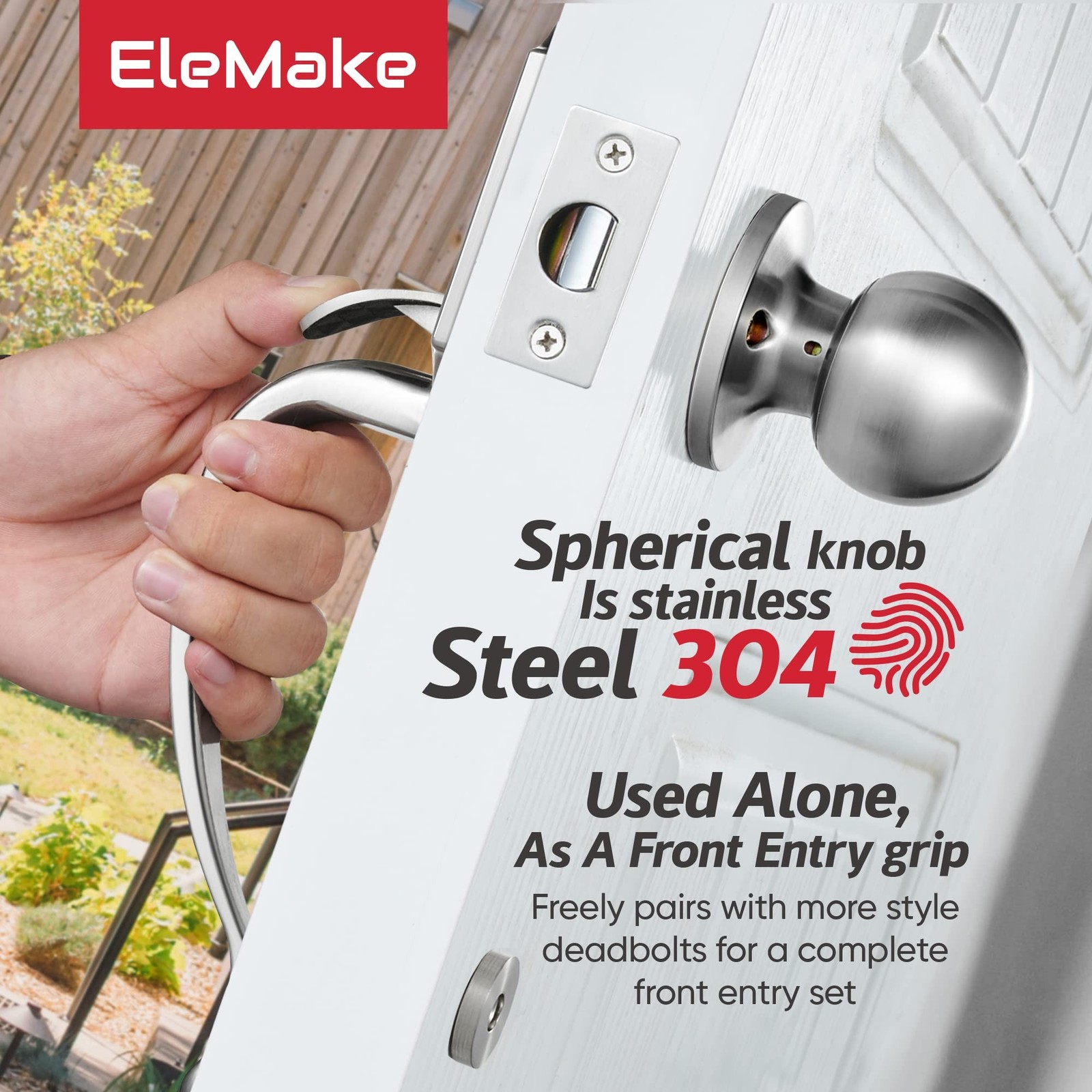Voltstorm Lower Half Front Entry Handleset with Knob - Front Door Handle 304 ...