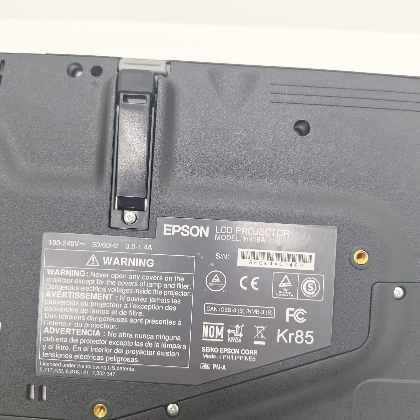 Epson H478A LCD Portable Projector Black With Remote Working Condition