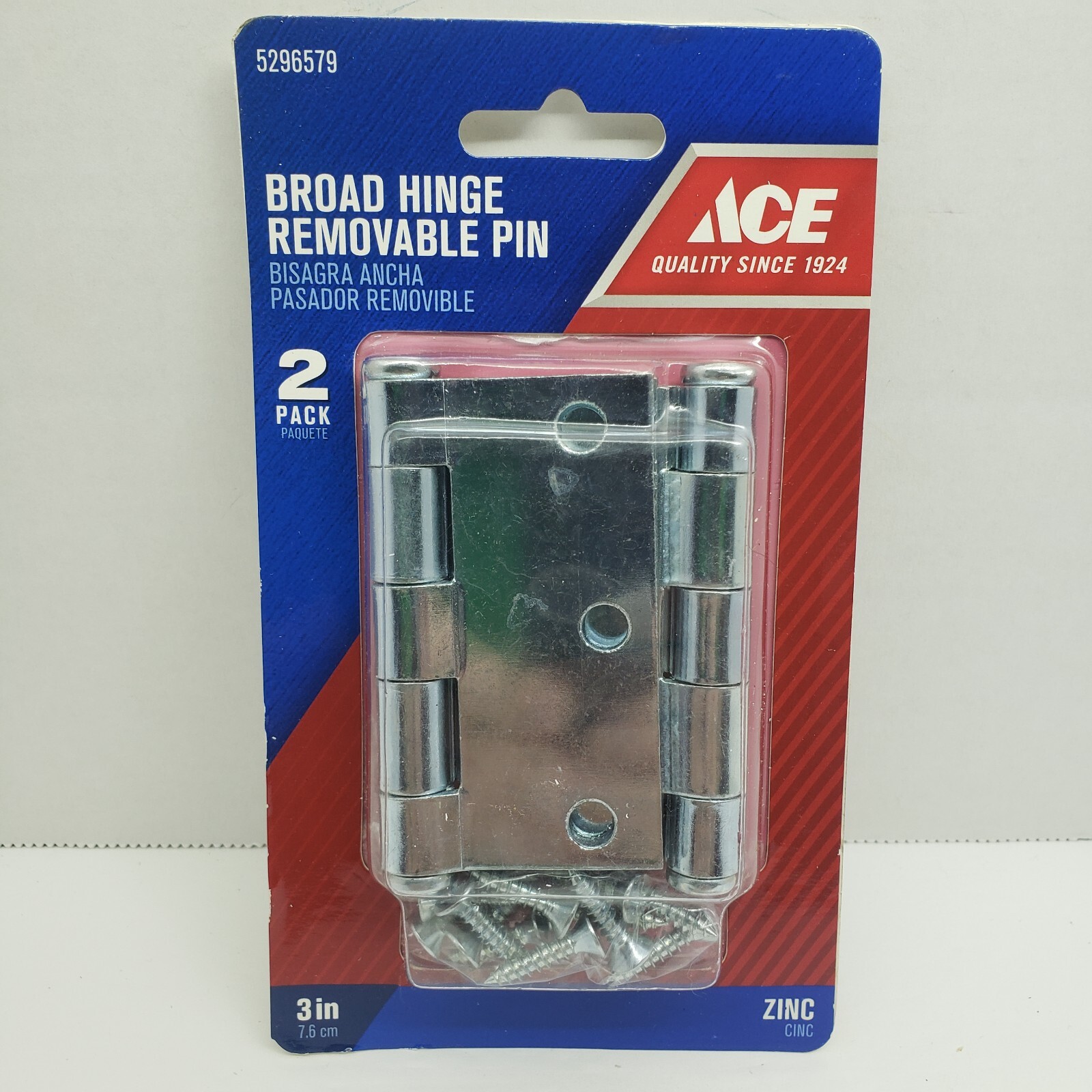 ACE Broad Hinge Removable Pin  Zinc  3"   #5296579  2 PACK